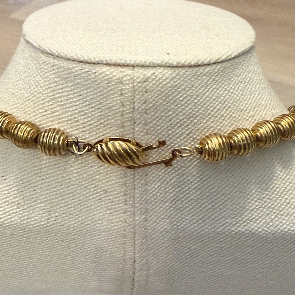 Vintage Turquoise Gold Bead Necklace - Women Jewelry - Picture 2 of 5